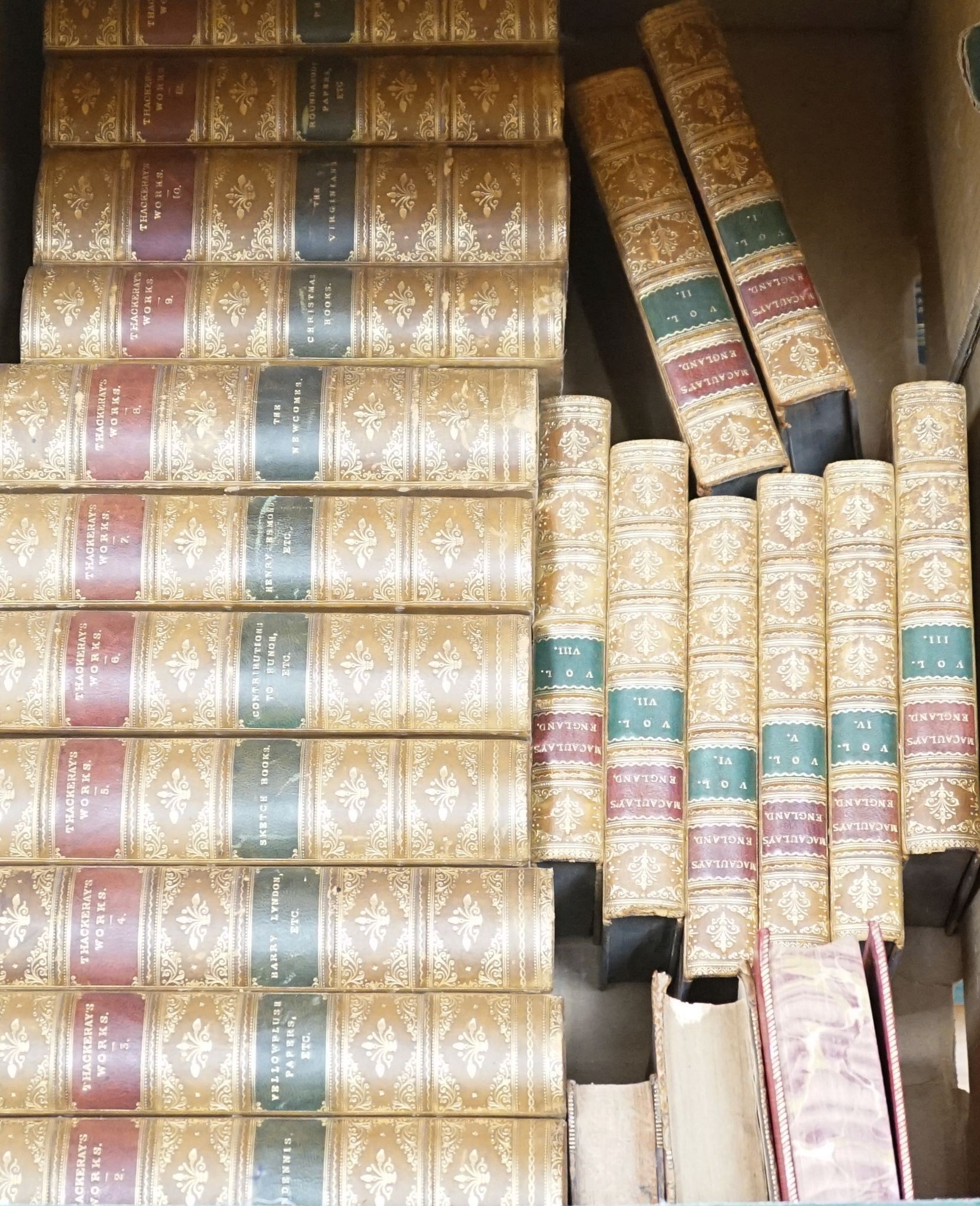 A mixed collection of antiquarian and later books to include Thackeray’s works, Macaulay’s England, Dicken’s works, Edmund Dulac ‘The Sleeping Beauty’, Quiller-Couch, Dulac’s illustrated Rubaiyat of Omar Khayyam, ‘My Hun